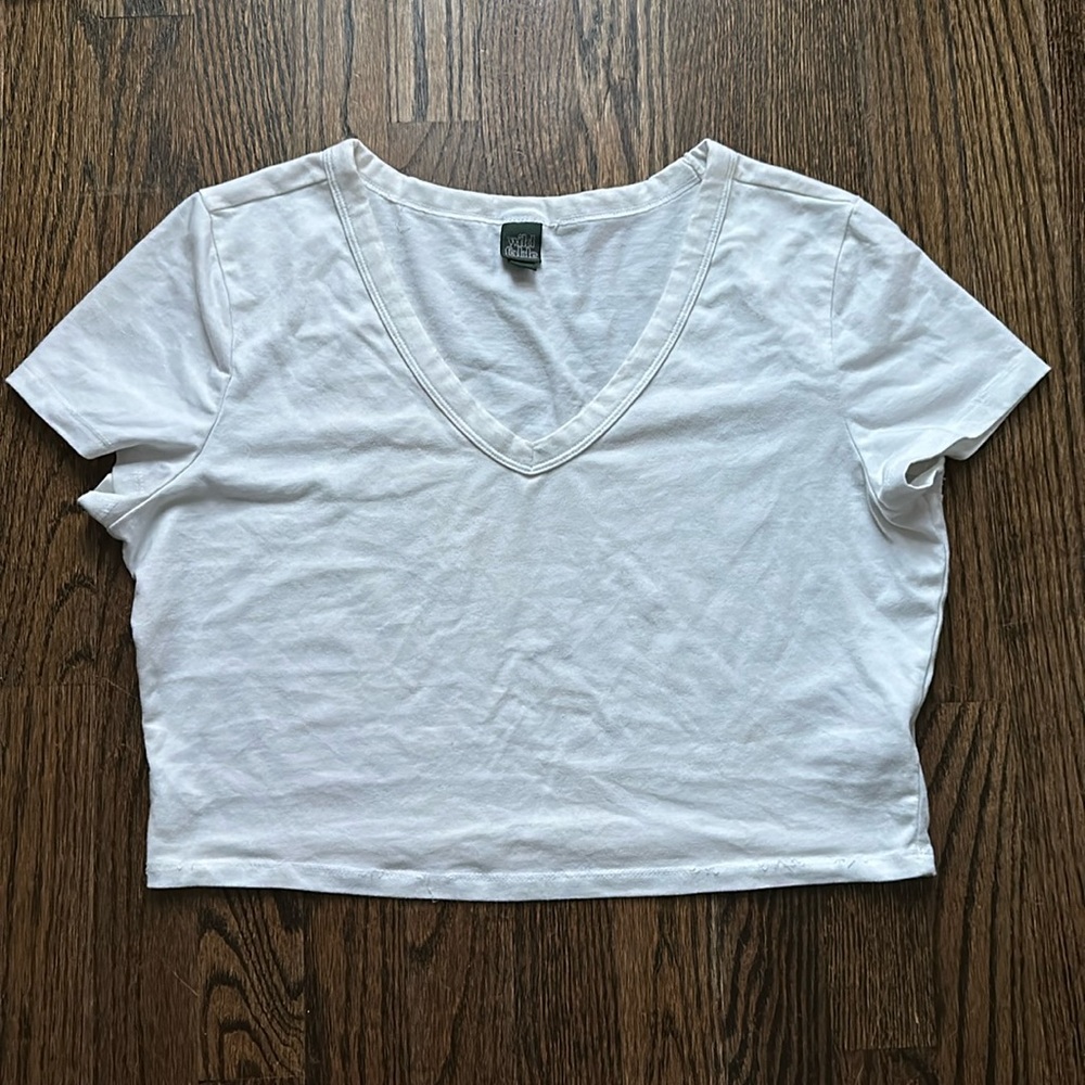 Wild fable white crop tee shirt, size XL,